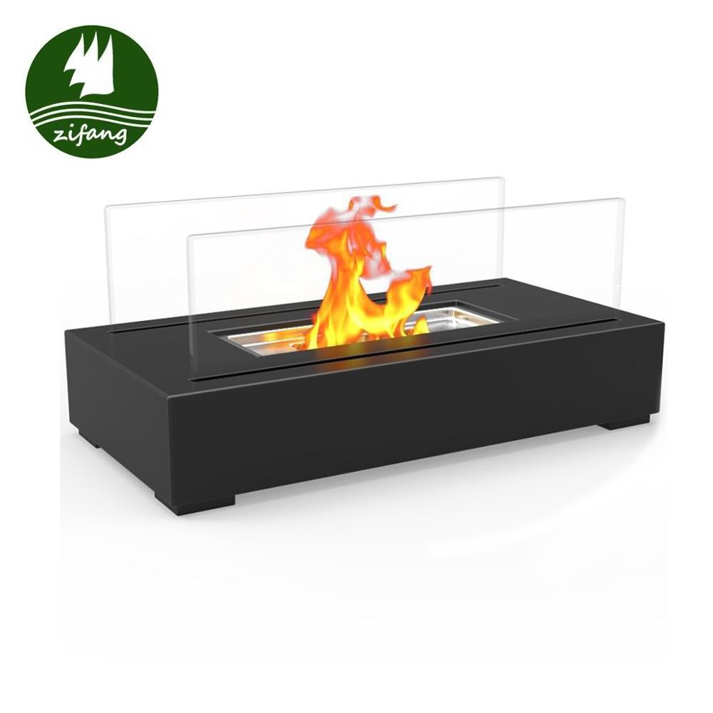 Mobile Desktop Fireplace With Stainless Steel Bioethanol Fire Pit For Home Decoration