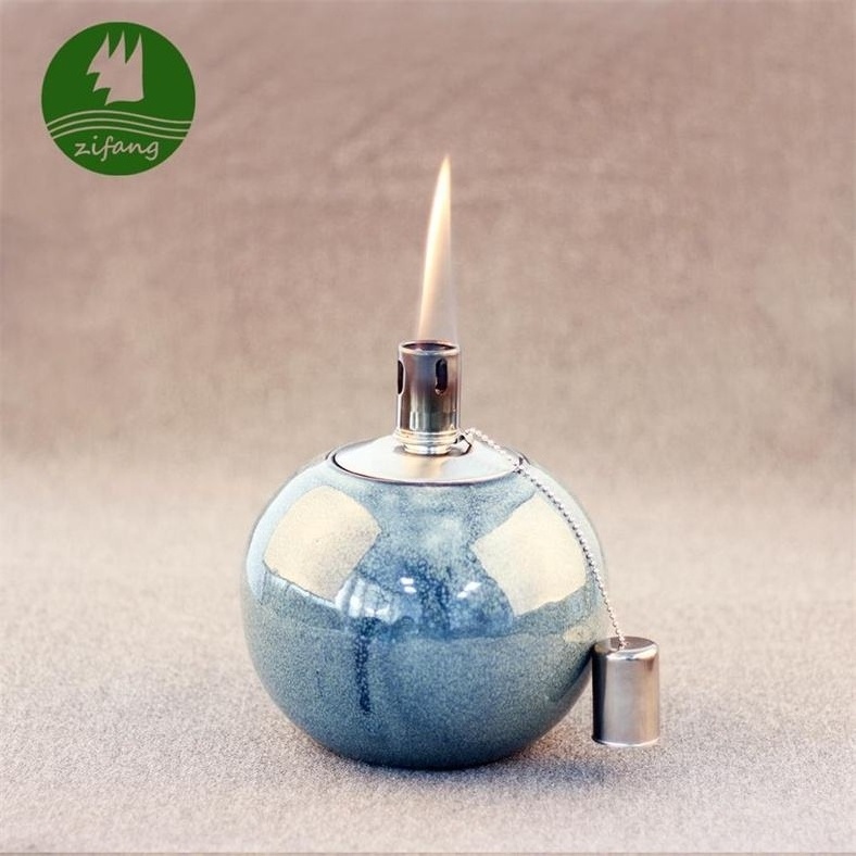 Modern Ceramic Kerosene Lamp Indoor Decorative Desktop Circular Burning Lamp