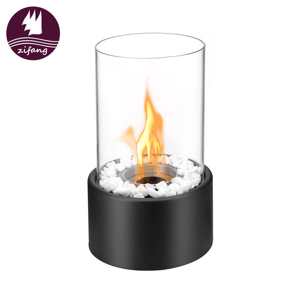 Insert Fire Pit Portable Small Mini Fireplace Heater Indoor Bioethanol Ethanol Burner Fireplace Round Glass