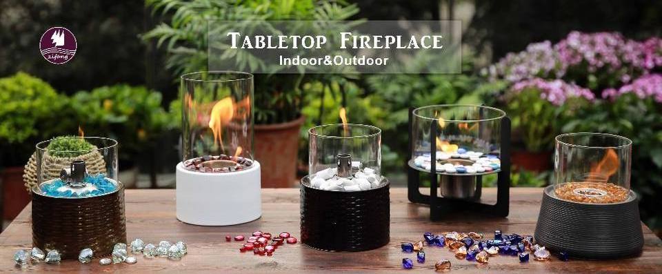 Insert Fire Pit Portable Small Mini Fireplace Heater Indoor Bioethanol Ethanol Burner Fireplace Round Glass