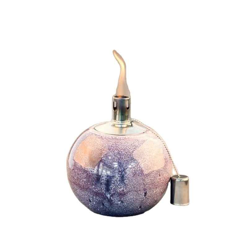 Modern Ceramic Kerosene Lamp Indoor Decorative Desktop Circular Burning Lamp