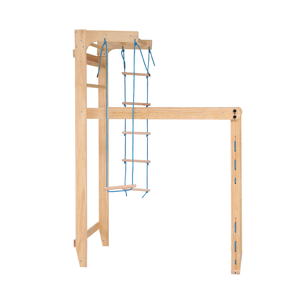 Indoor Montessori Climbing Gym Playground Exercise Equipment Sets Wooden Climbing Frame With Swing Slides