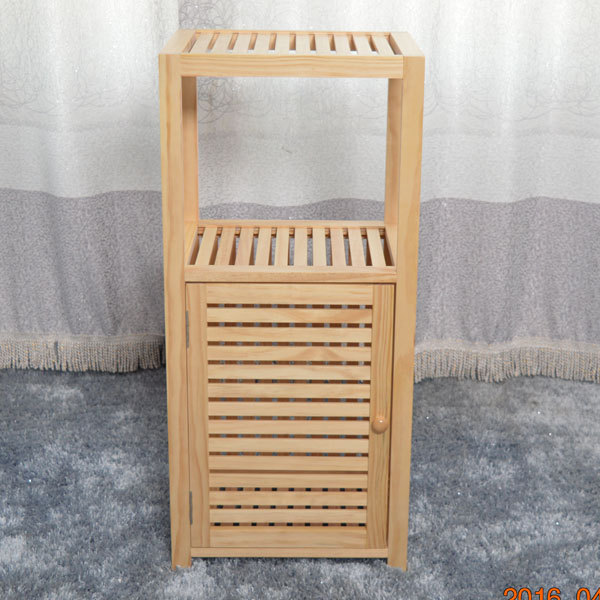 Living room wooden storage rack shelving units with bins