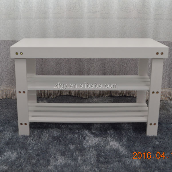 Wood shoe changing room rack bench storage with seating