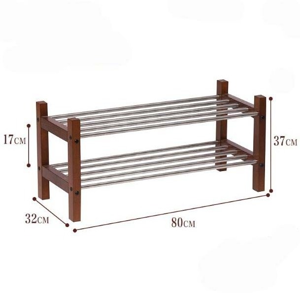 Wood stainless steel metal tube standing shoe rack designs