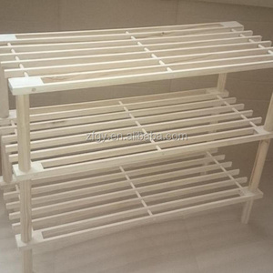 3 tier FSC natural wood space-saving shoe rack for store display