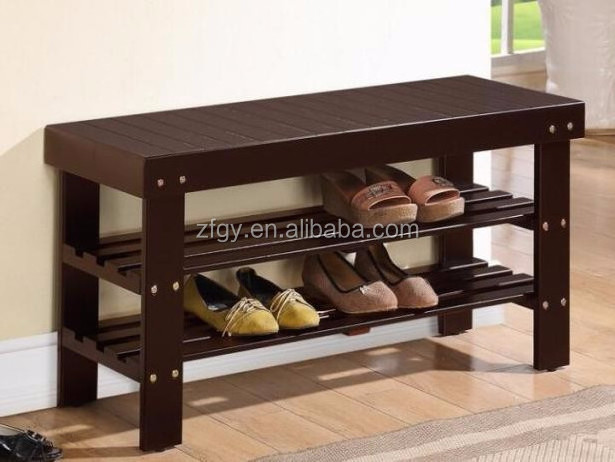 Modern Black Entryway Wood Shoe Bench with Shoe Storage