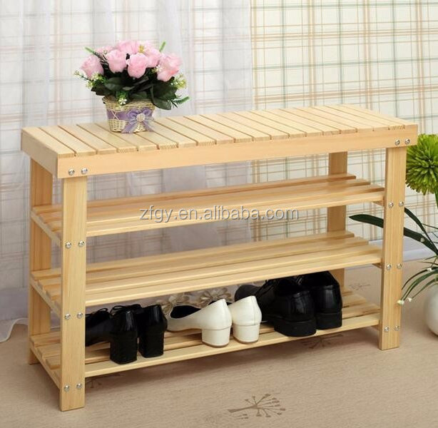 Modern Black Entryway Wood Shoe Bench with Shoe Storage