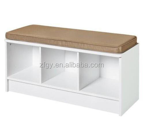 White 10 Cube Shoe Storage Rack Bench with Removable Cushion