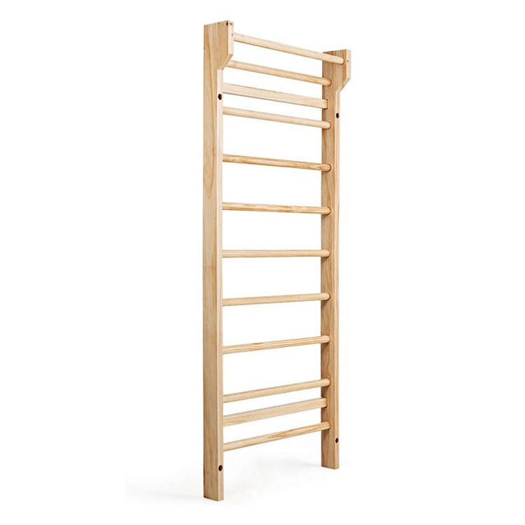 Indoor Wooden Ladder Gym Wall Hanging Rod With Wall Hanging Rod Wooden Bar