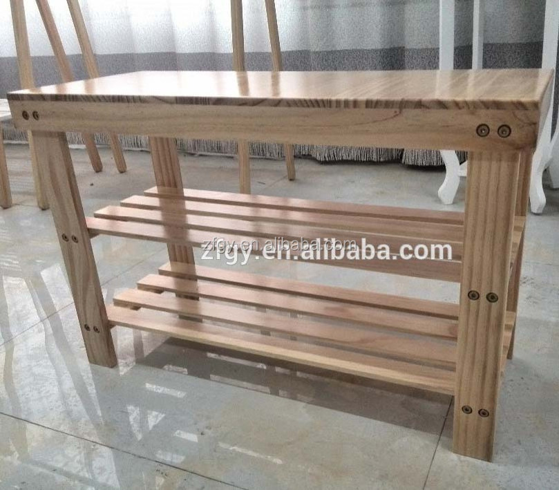 100% solid wooden storage shoe rack bench with seat