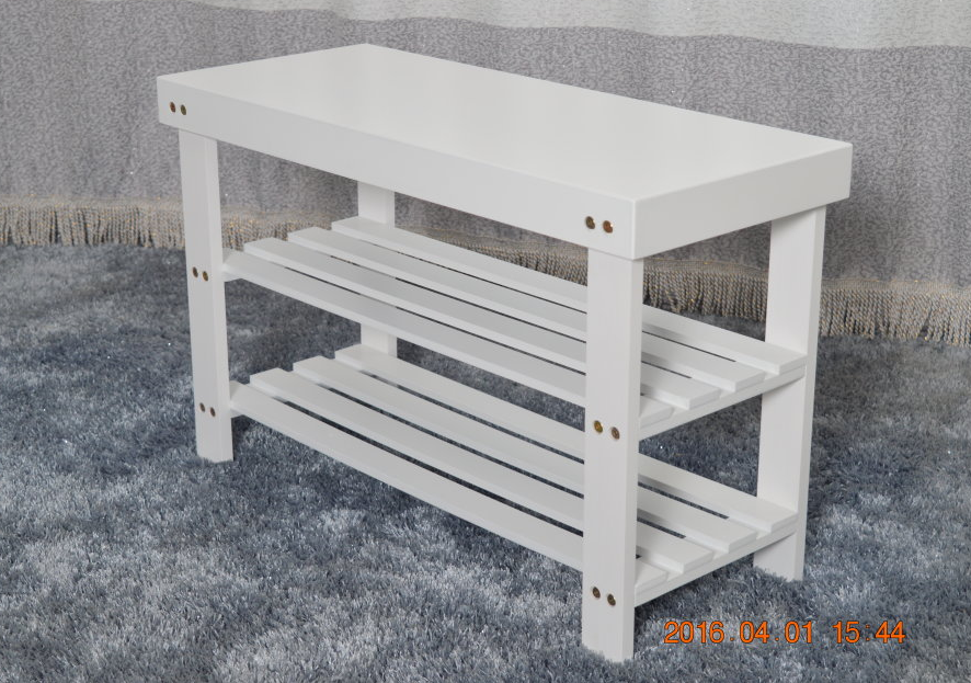 Entryway solid wood shoe rack storage fitting bench with seat