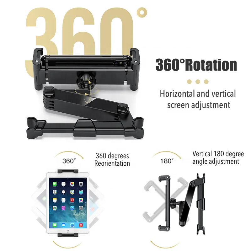 Trending Products 2024 New Arrivals Car Back Seat Headrest Mount Telescopic Phone Holder Auto Mobile Phone Ipad Support Stand