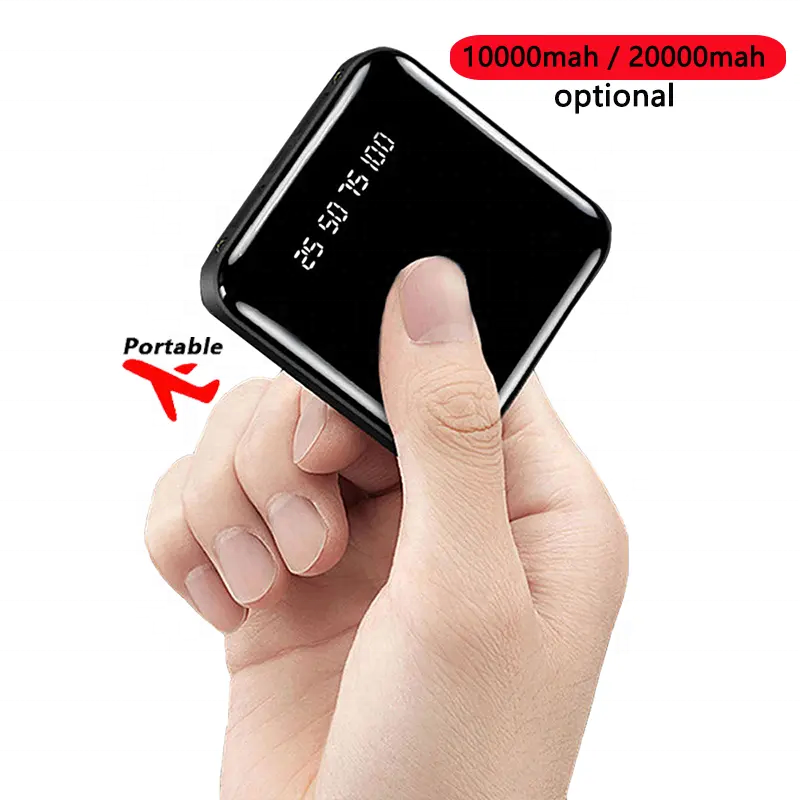 2024 Best Selling Full Screen Mirror LED Digital Display Power Bank Ultra Slim 20000mAh Power Banks Station for Mobile Phone