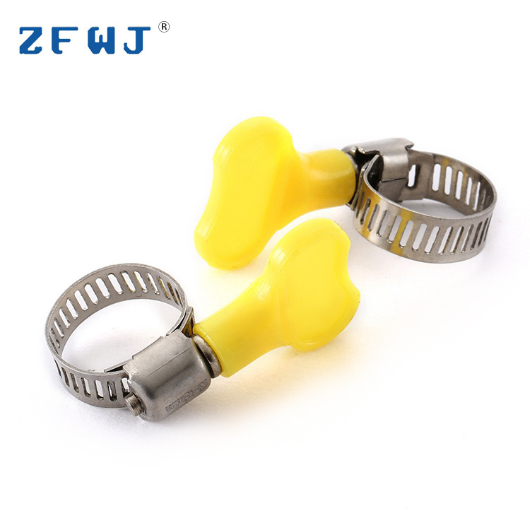 High quality custom 13-19mm american type 304 stainless steel butterfly hose clamp