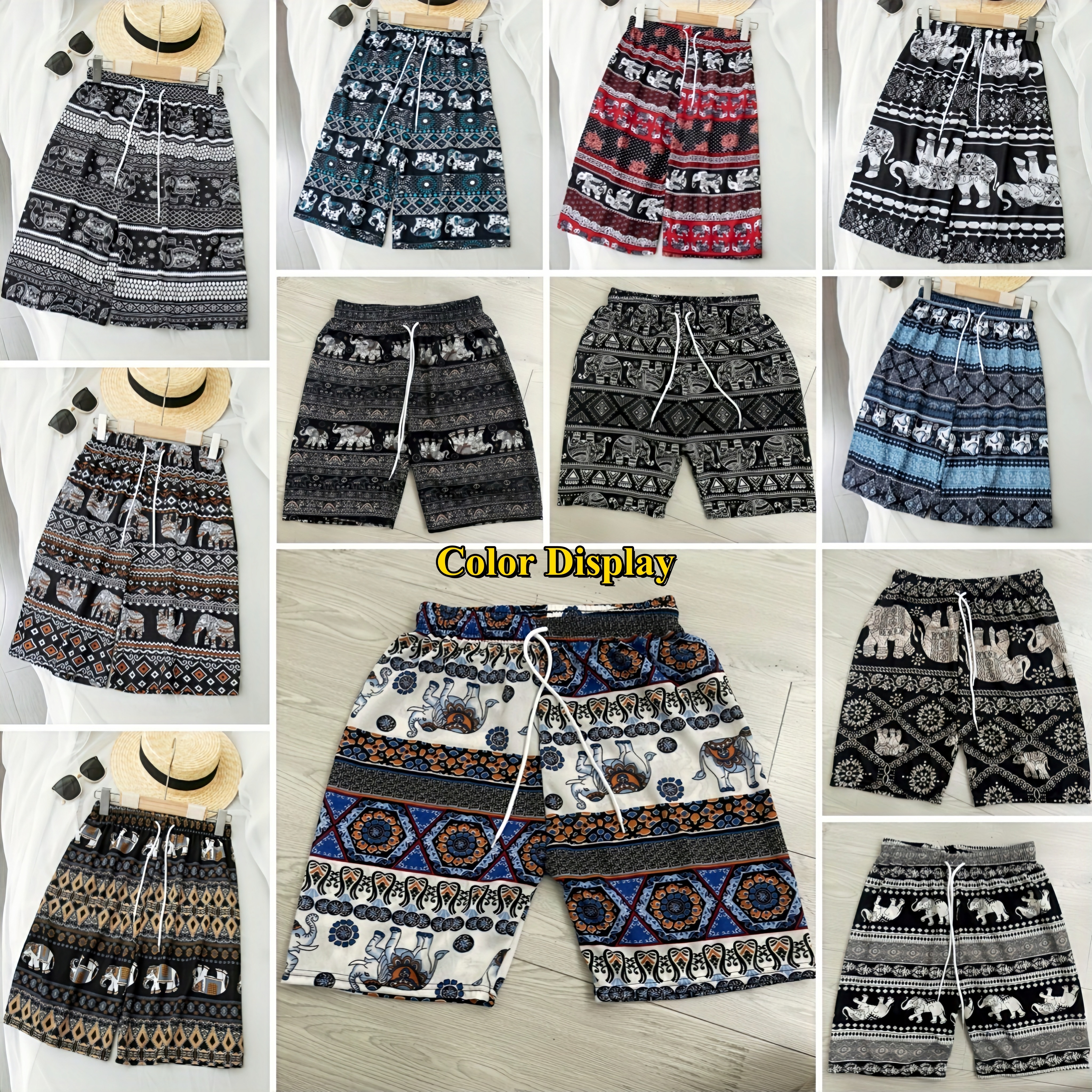 Women Summer New Ethnic Shorts Thailand Elephant Five Point Casual Pants Home Cool Plus Size Lady Beach Shorts