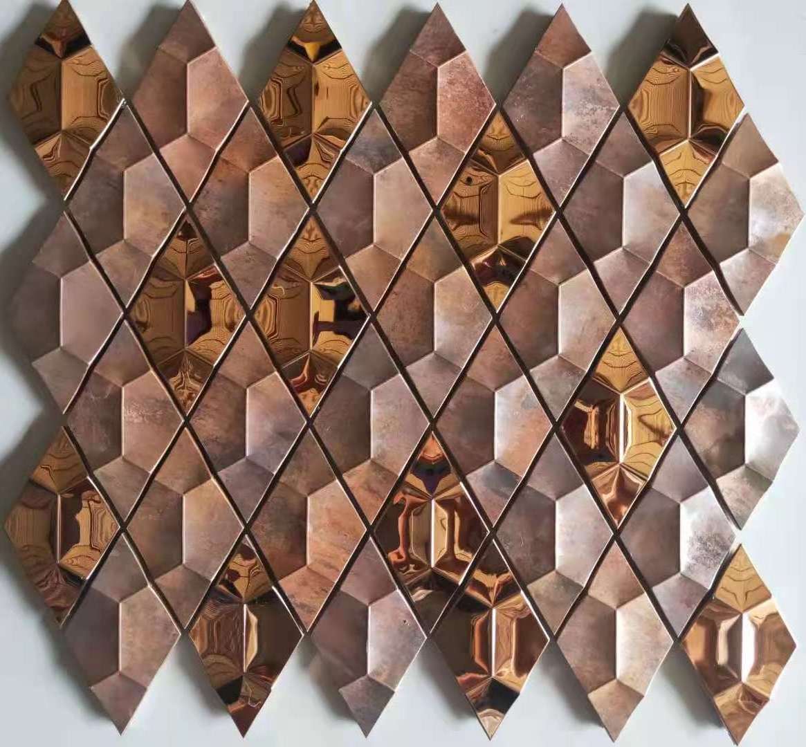 ZF Bronze antique copper tiles mosaic metal mosaic tiles 3D brass mosaic made in China