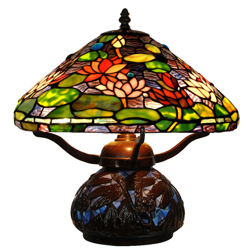 ZF Customized art crafts tiffany stained glass art deco lamp for study table luxury lamps for tables