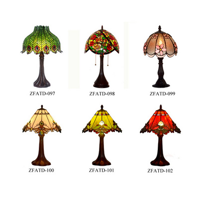 ZF Factory direct tiffany stained glass table lamp antique and table lamp vintage office table decoration