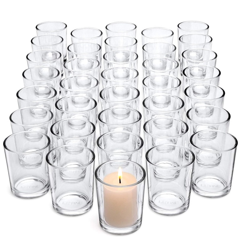 Tealight Glass Votive Candle Holders Bulk Set,Clear Transparent Glass Candle Holder for Festival Dating Party Decor Promotion