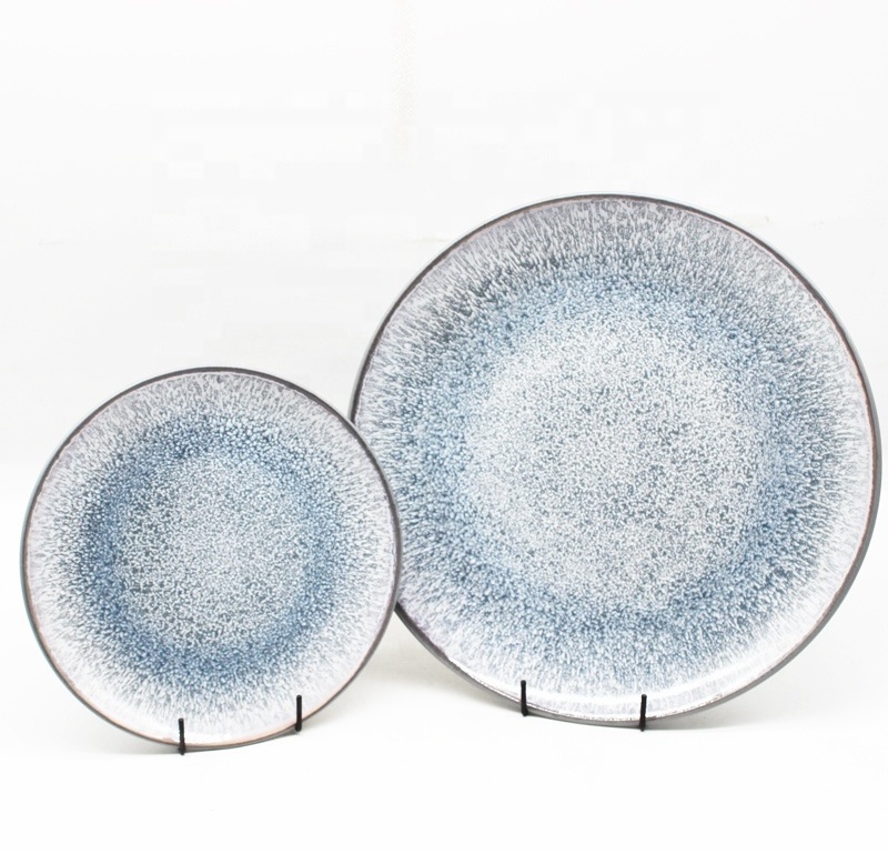 Wholesale antique Matte dinner plate sets soup bowl Reactive Glazed ceramic dinner set