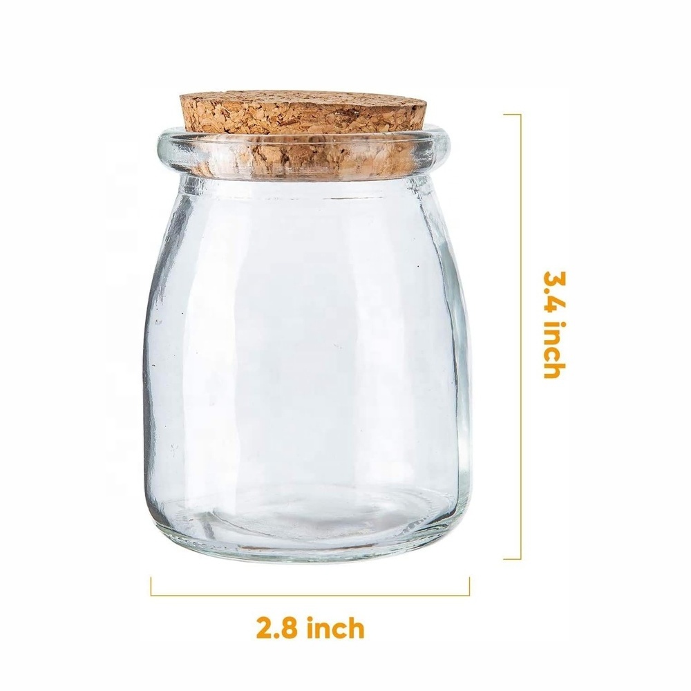 3.4oz Mini Yogurt Glass jars with Cork Lids Glass Pudding jars Candle Glass Jar Honey Pot