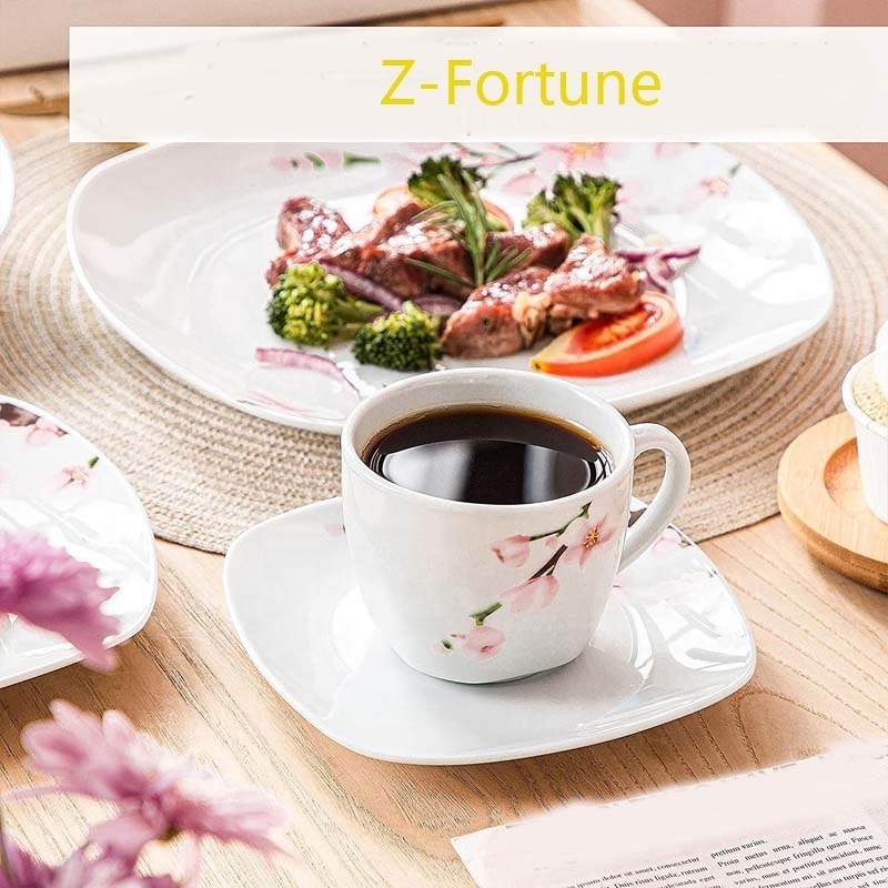 Hot selling Ceramic dinner set with flower design porcelain dinnerware with decal