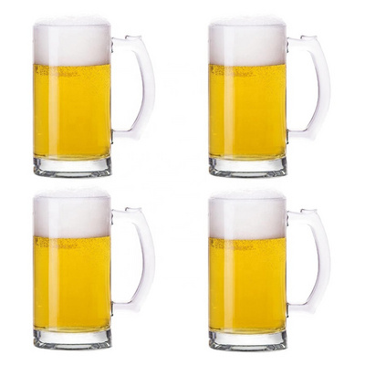 16oz Transparent Beer Glasses,Durable Large Glass Drinking Cup Beer Mugs for Party 450ml Beer Drinking Glasses Set Promotion