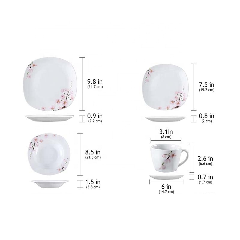 Hot selling Ceramic dinner set with flower design porcelain dinnerware with decal