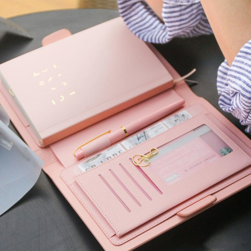 Cute PU Leather Notebook A5 B6 Planner 2024 2025 Agenda Gift Items With Pen Customized Promotion Logo Pink Dairy Diary Notebook