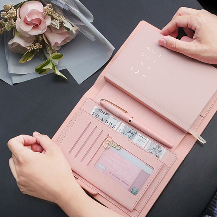 Cute PU Leather Notebook A5 B6 Planner 2024 2025 Agenda Gift Items With Pen Customized Promotion Logo Pink Dairy Diary Notebook