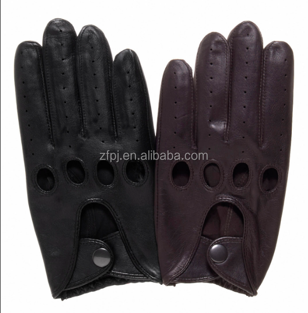 Lady Fashion black brown Sheepskin Leather Driving cycling Gloves for women in europe