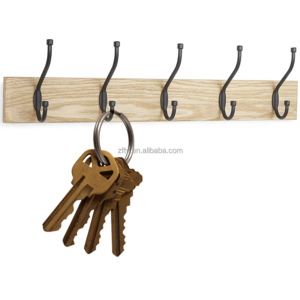 Stylish Autumn Wood,Stainless Steel Wall Mounted Coat Hook Rack