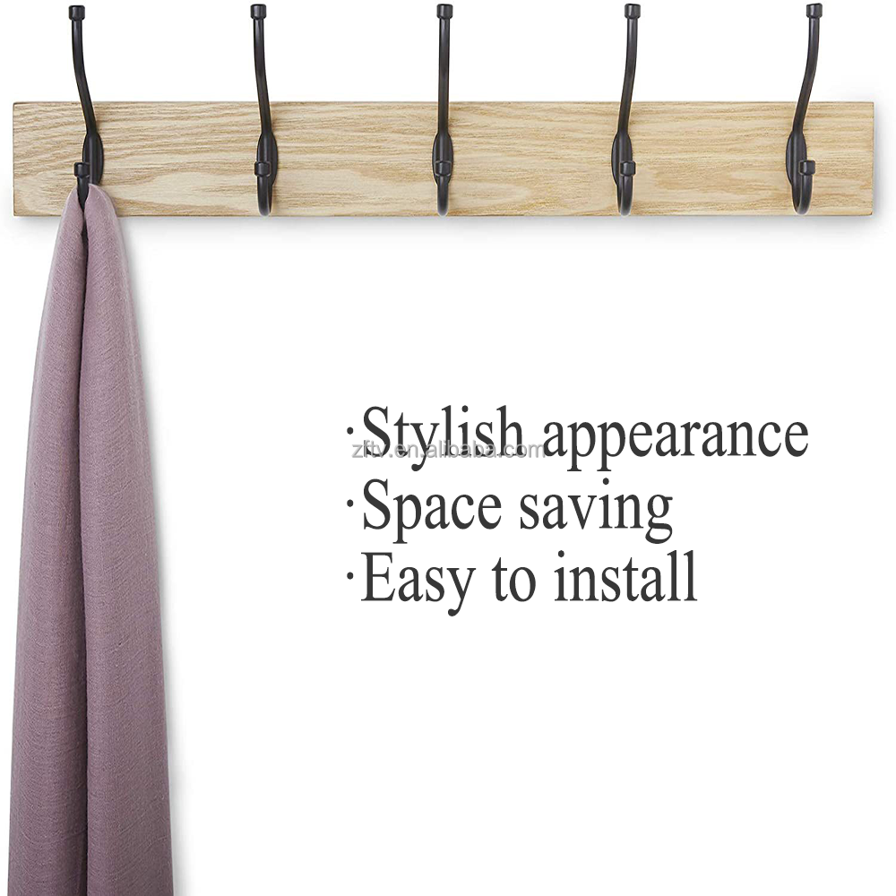 Stylish Autumn Wood,Stainless Steel Wall Mounted Coat Hook Rack