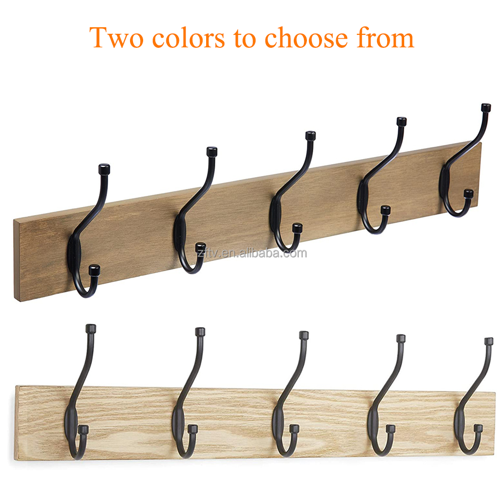 Stylish Autumn Wood,Stainless Steel Wall Mounted Coat Hook Rack