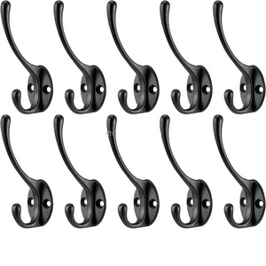 Heavy Duty Coat Hooks Wall Mounted for Hat hardware Dual Prong Retro Coat Hanger with 2 Screws