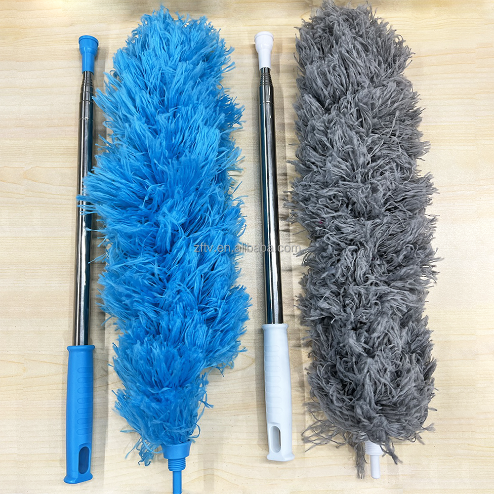 Telescopic Broom Duster Handle Detachable Flexible Feather Microfiber Cleaning Duster