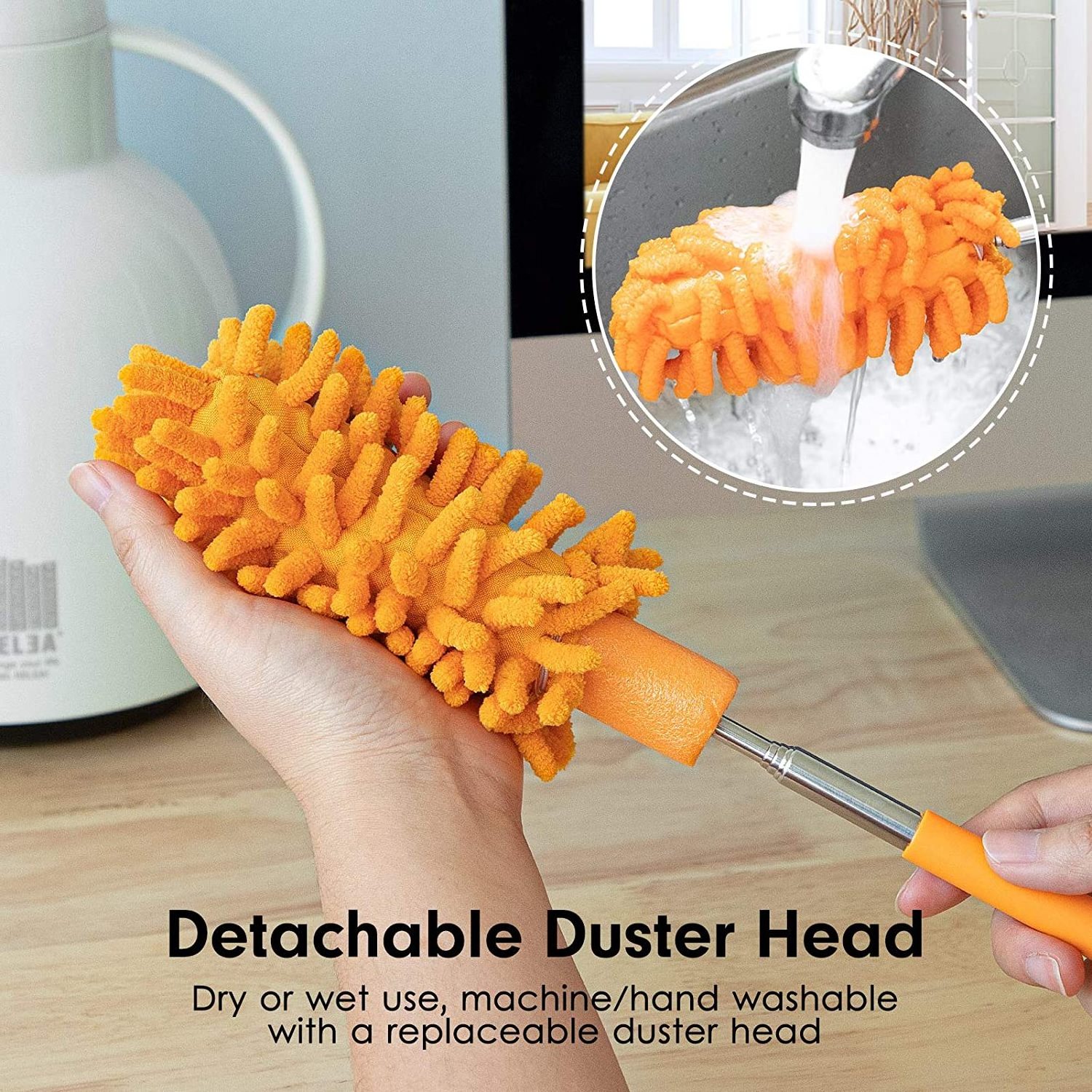 Home Car Office Cleaning Brush with Extension Pole Ceiling Fan Washable Mini Dusters Extendable Microfiber Feather Duster