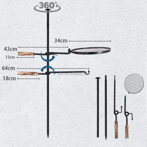 Adjustable Height Barbecue Grills Swivel Campfire Grill Camping Fire Grill Grate Portable BBQ