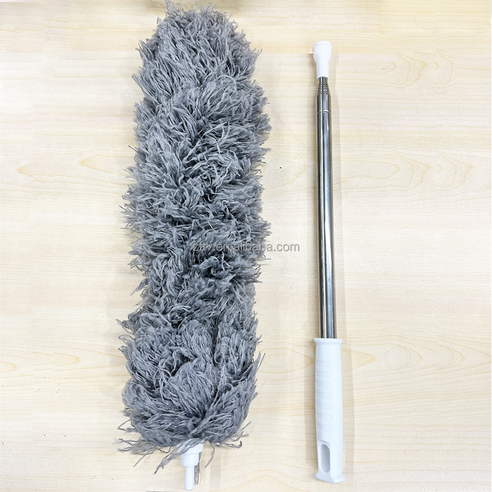 Telescopic Broom Duster Handle Detachable Flexible Feather Microfiber Cleaning Duster