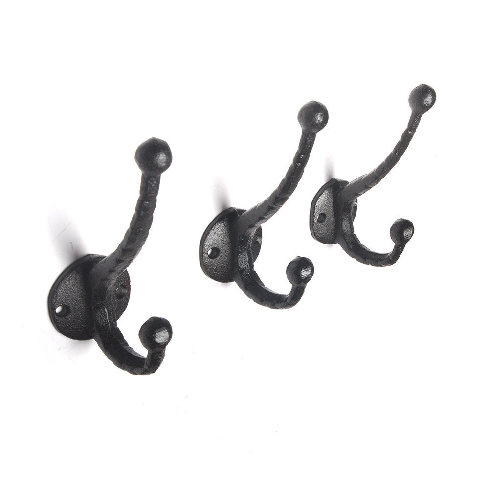 Ambipolar Cast Iron Hooks. Black Hooks for Garden Room,Outdoor Heavy Duty Hall Hook, Coat Hook, Purse Rack, Hat Hooks.