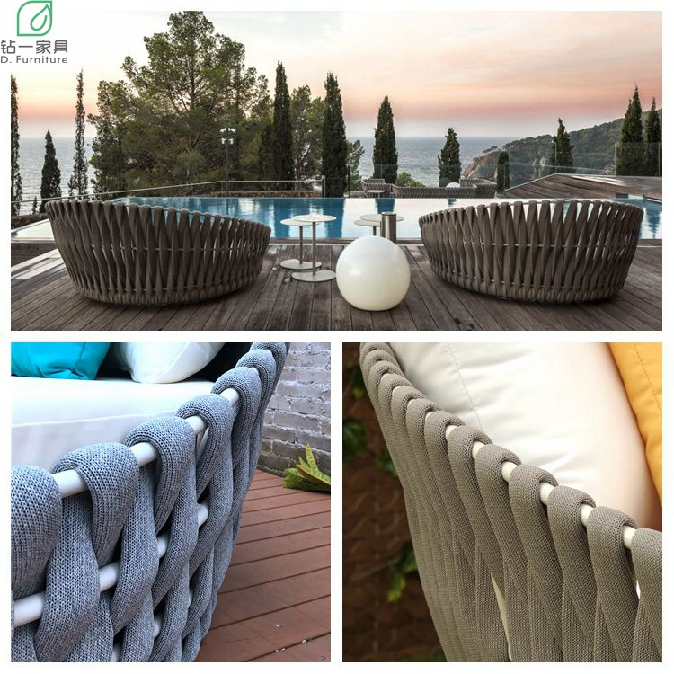 Beach Patio Pool Sun Lounger Round Day Bed Garden Furniture Metal Aluminum Canopy Bed European Modern Styles Leisure Outdoor