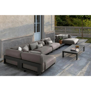 Luxury  hotel outdoor furniture modular sofa sets outside furniture for patio,aluminium garden furniture black