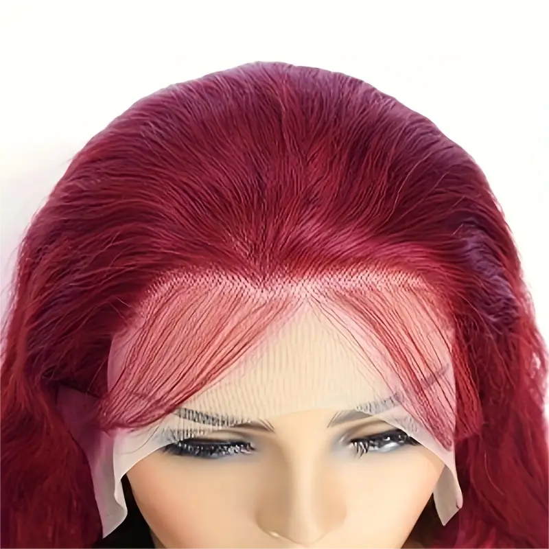 13x4 99J Lace Front Wigs Human Hair Burgundy Body Wave HD Transparent Pre Plucked  Red wig with baby hair  for women