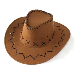 Western Cowboy Hat Spring Summer West Cow Boy Solid Color Fashion Brim Hats 2024