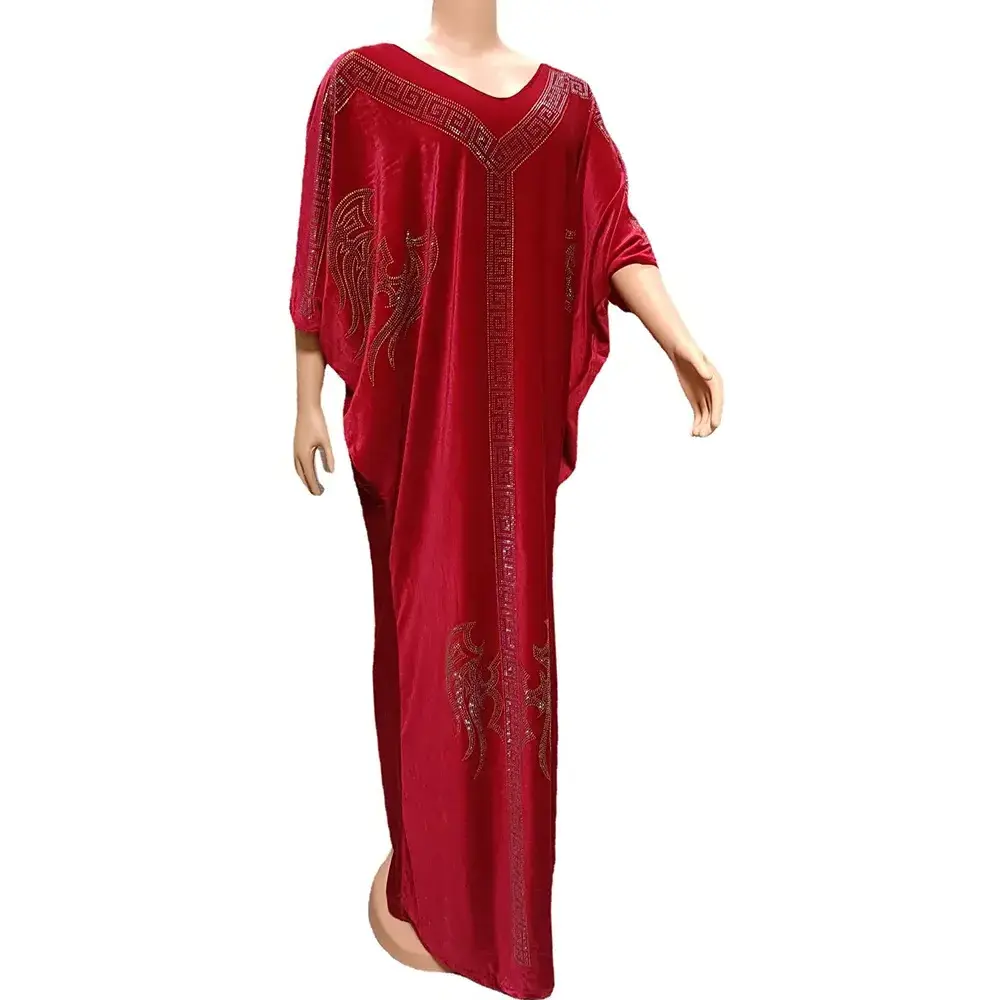 Traditional Long Robe Africa Kaftan Clothes Elegant Ladies Wedding Evening Plus Size African Sequins Maxi Dress