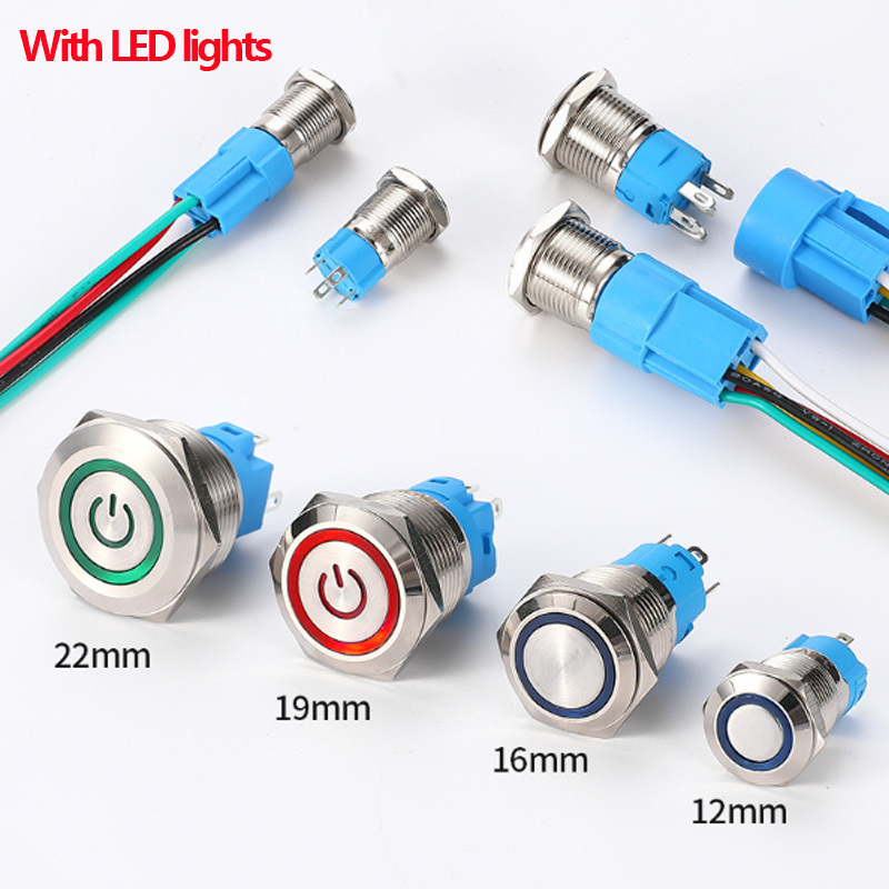 12mm 16mm 19mm 22mm 25mm 30mm Metal Anti-vandal Momentary Reset Push Button Switch Latching 3v-220v