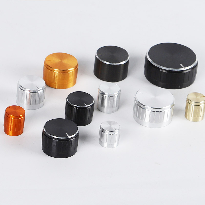 High-quality aluminum audio control knobs are available in many sizes for potentiometers