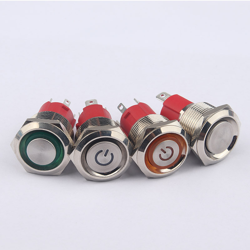 15A 19MM  Waterproof 12v Halo Switch Push Button , Industrial Mini Stainless Steel Metal Momentary Push Button Switch