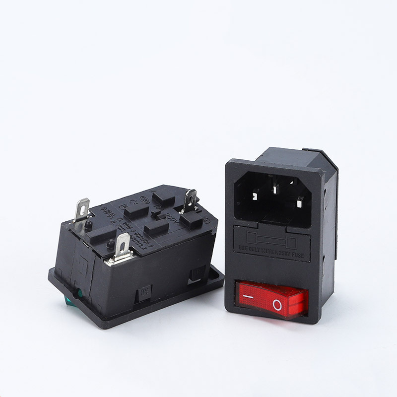 AC power socket with fuse and switch 3 in 1 industrial machine male adapter connector